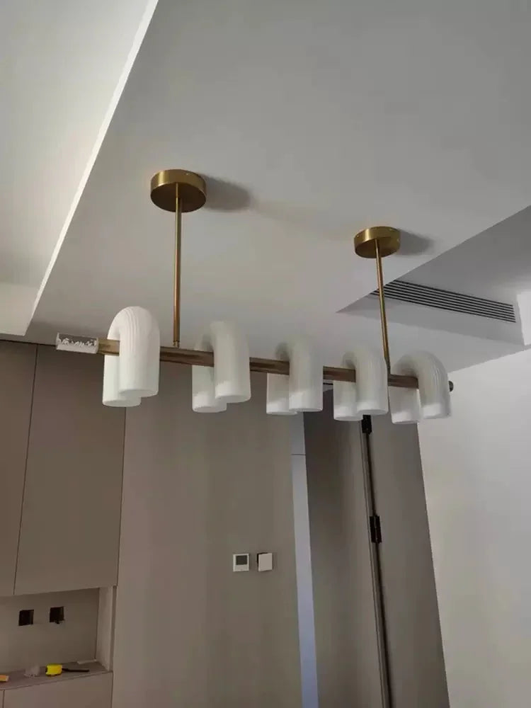 DecorBites™ Art Deco White Acrylic Chandeliers: Elegant Indoor Living Room Lamps