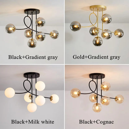 DecorBites™ Glass Ball LED Ceiling Chandelier - Modern Nordic Pendant Light for Living Room