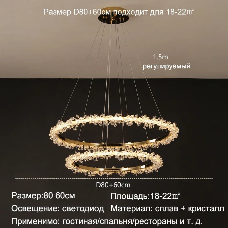 ™ Golden Crystal LED Round Chandelier for Luxury Indoor Lighting