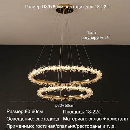 ™ Golden Crystal LED Round Chandelier for Luxury Indoor Lighting