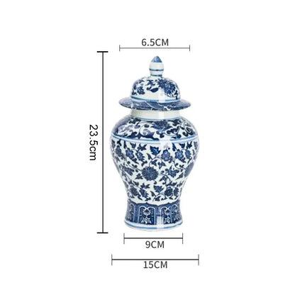 DecorBites™ Blue White Porcelain General Jar: Ceramic Tea Caddy Candy Pot Storage Container