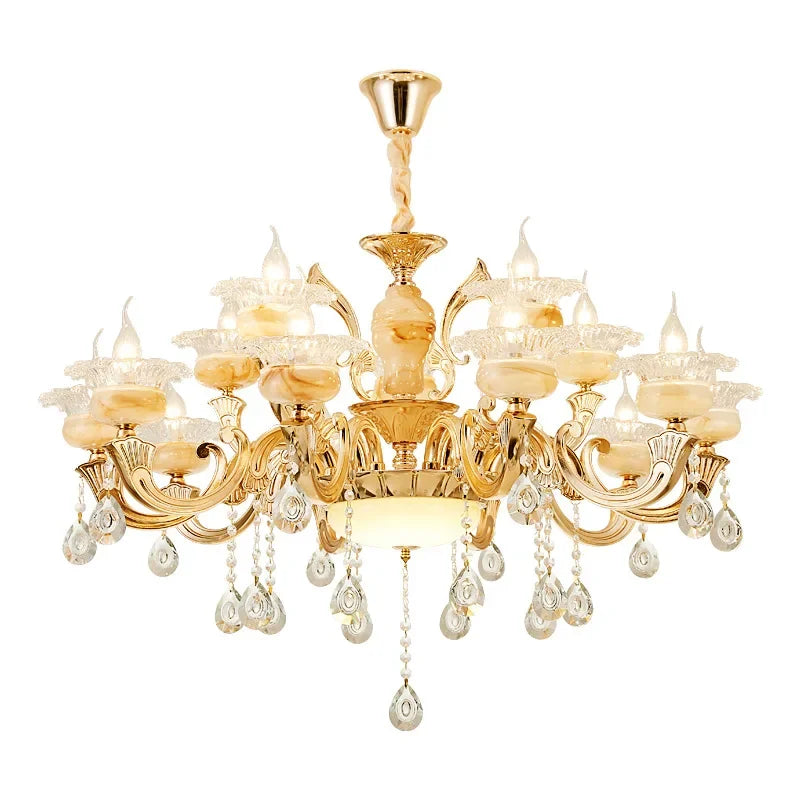 DecorBites™ 6-Light LED Dolomite Chandelier for Foyer, Living Room, Kitchen - Modern Ceiling Lighting