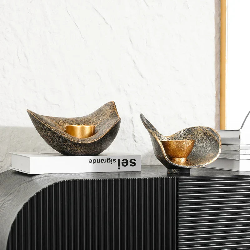 ™ Gold Geometric Candlestick Bowl - Elegant Home Decor & Centerpiece