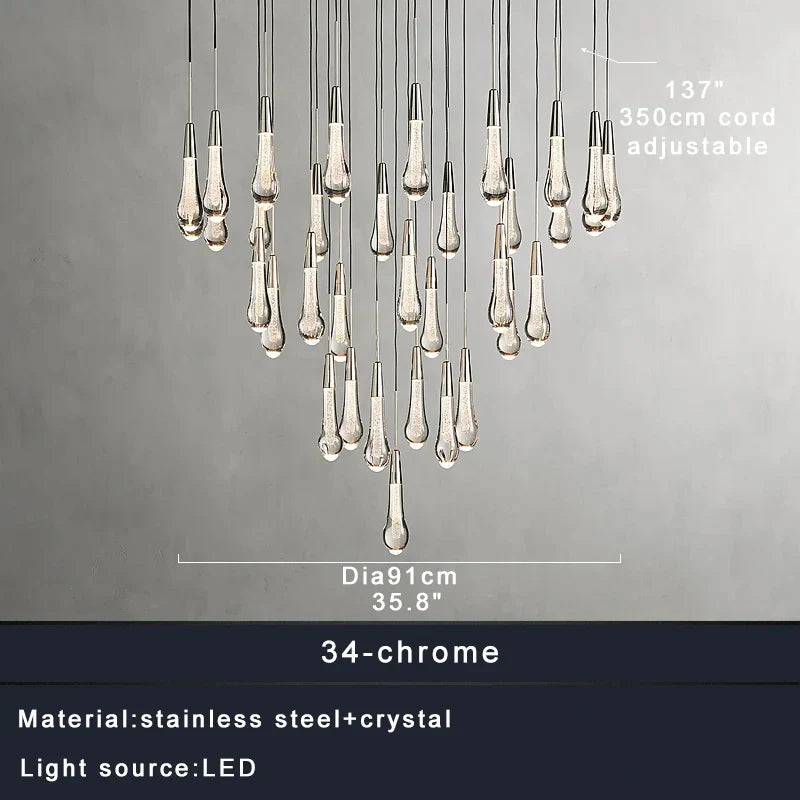 DecorBites™ Crystal Water-drop Ceiling Chandelier: Elegant Dining Table Lighting Fixture
