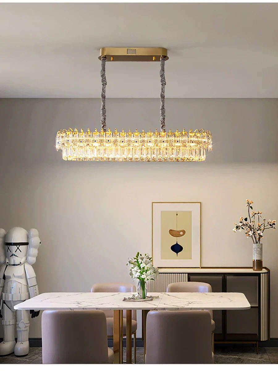 DecorBites™ Double Crystal Ceiling Chandelier: Modern Luxury Home Decoration for Living Room