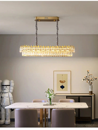 DecorBites™ Double Crystal Ceiling Chandelier: Modern Luxury Home Decoration for Living Room