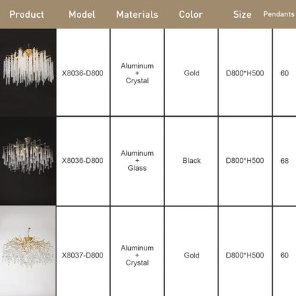 DecorBites™ Branch Crystal LED Ceiling Chandelier in Gold/Black for Dining Room Lobby