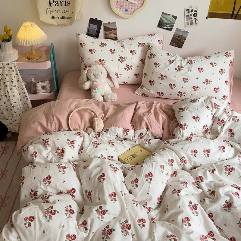 DecorBites™ Cartoon Style Printed Comforter Set 4Pcs Lightweight Duvet Kits Bedding Set