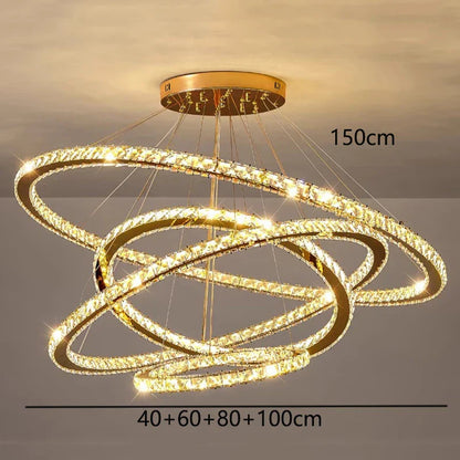 DecorBites™ Crystal Chandelier Stair Pendant Lamp Living Room Pendant Lights Interior Lighting