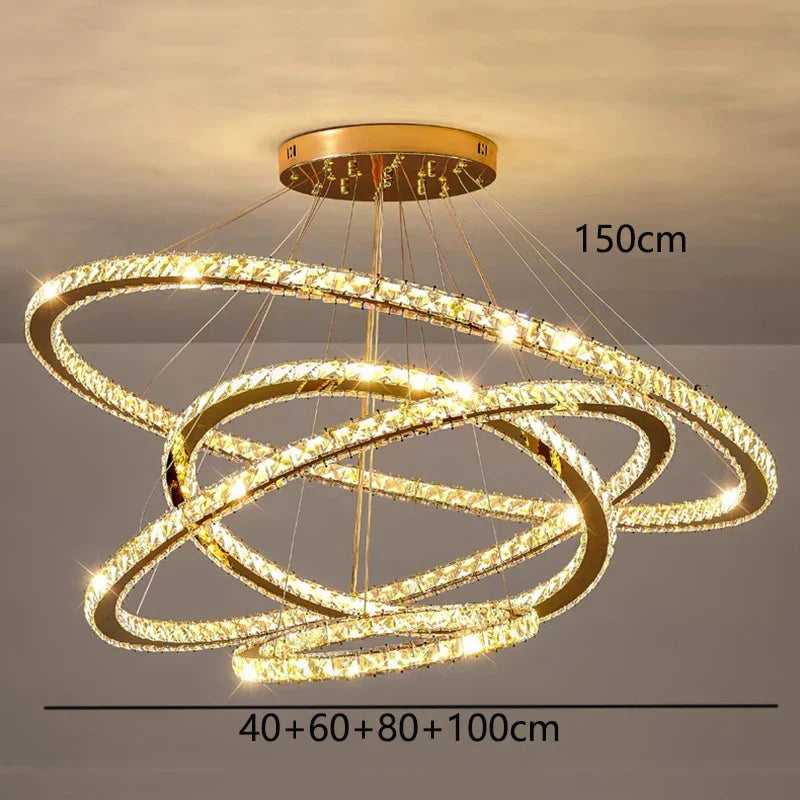 DecorBites™ Crystal Chandelier Stair Pendant Lamp Living Room Lighting