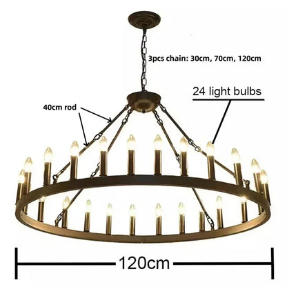 DecorBites™ Black Metal LED Pendant Chandelier for Living Room and Stairs