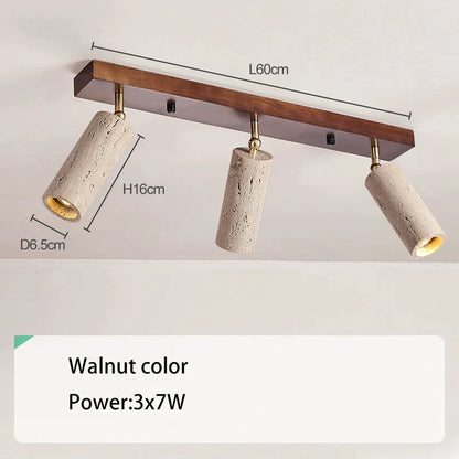 DecorBites™ 3-Head LED Ceiling Spotlight for Living Room, Clothing Store - Stone Wood Spot Light