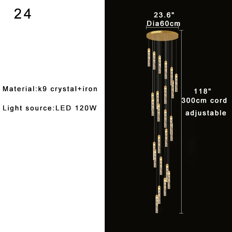 DecorBites™ Crystal Chandelier for Two-storey Foyer & Circular Stairwell