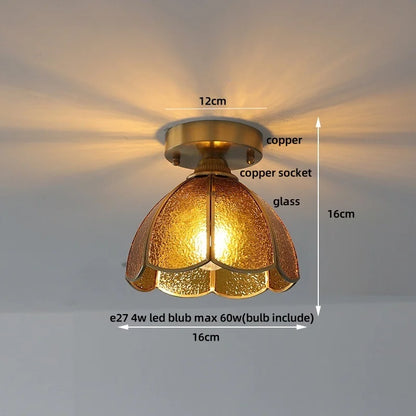 DecorBites™ Blue Flower Glass LED Ceiling Light | Nordic Modern Flush Mount Lamp