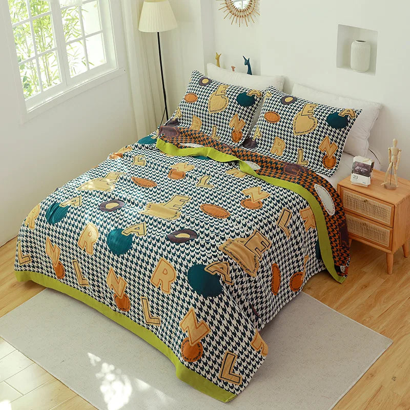 DecorBites™ Cotton Gauze Towel Blanket - Double Sided Yarn-Dyed Jacquard for Adult and Children