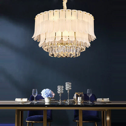 DecorBites™ Golden Crystal Chandelier: Postmodern Luxury Round Chandelier for Living Room