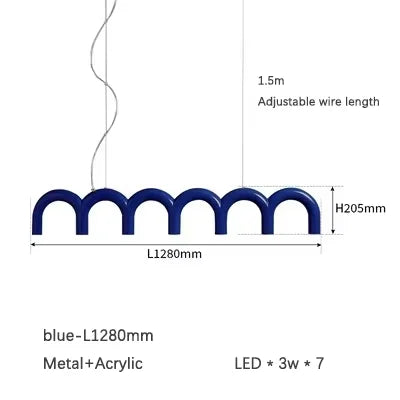 DecorBites™ Blue Metal Arch Chandelier Pendant Light - Modern Design for Home Décor