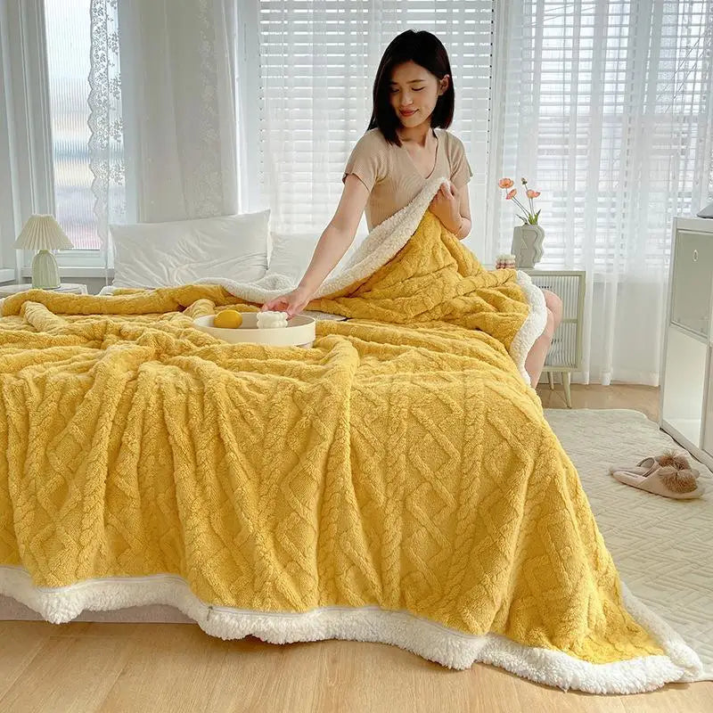 ™ Lambswool Coral Flannel Blanket for Home & Office - Cozy Sofa & Bed Cover