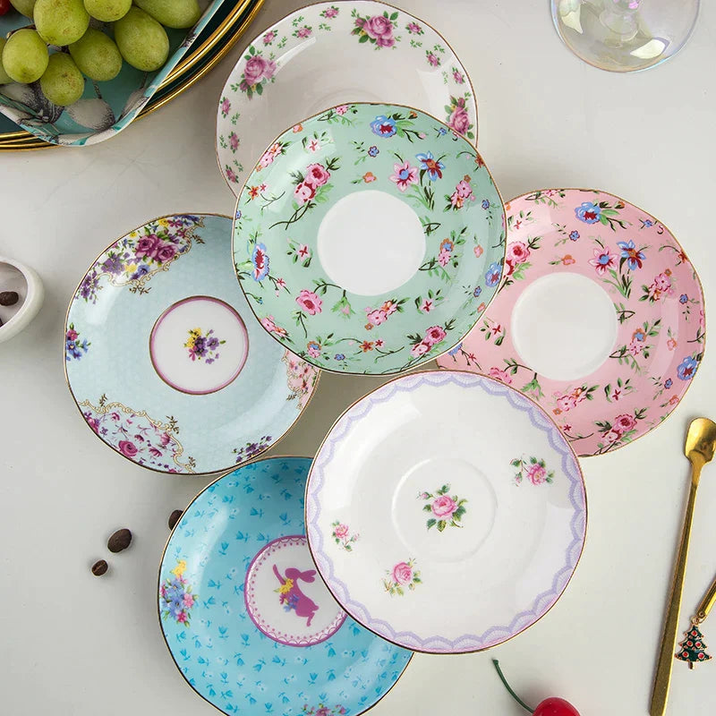 DecorBites™ Bone China Flower Tea Cup Set, 180ml, Phnom Penh Afternoon Teacups for Home, Office, Hotel