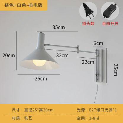 DecorBites™ Cream Wind Wall Lamp LED E27 Swing Arm Telescopic Staircase Bedside Reading