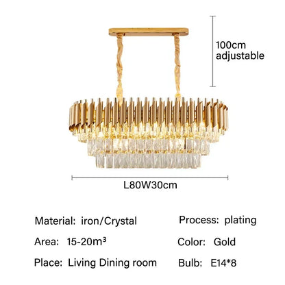 DecorBites™ Crystal LED Pendant Chandelier: Modern Luxury Living Room Dining Lighting Fixture