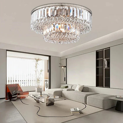™ Large Crystal Chandelier Chrome Hanging Lamp for Dining Room Decor