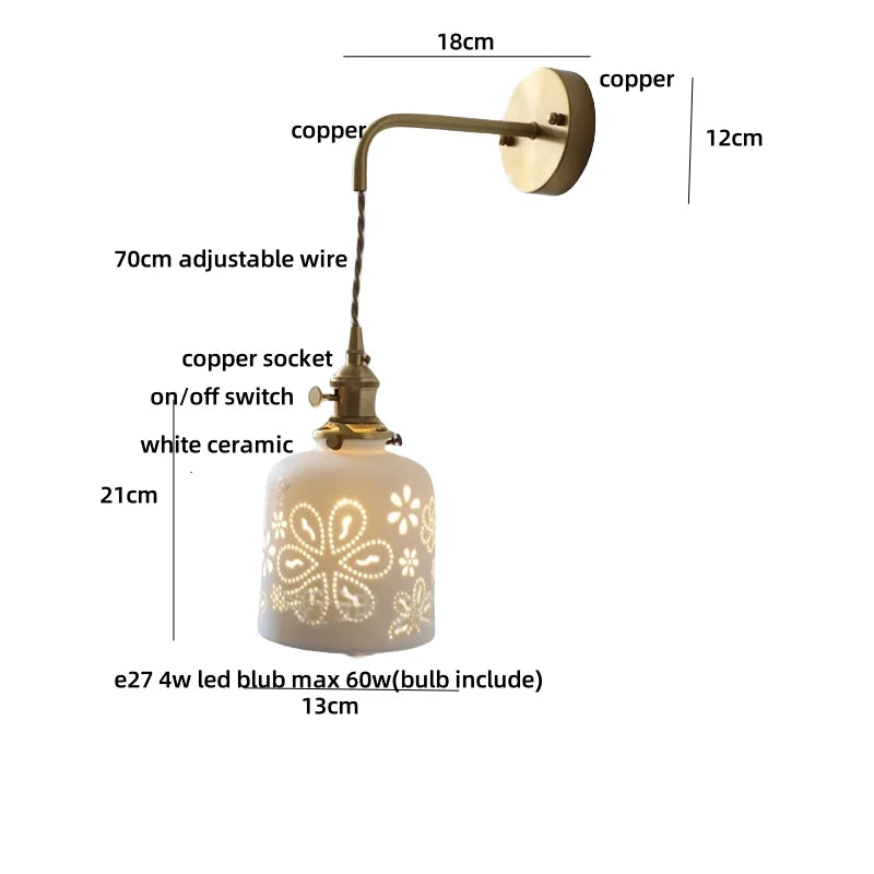 DecorBites™ Ceramic LED Wall Light Balcony Bedroom Kitchen Modern Bedside Lamp