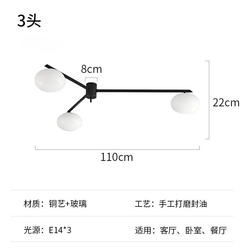 DecorBites™ Black/Gold Lustre Copper Ceiling LED Modern Light Fixture for Living Room/Kitchen/Balcony