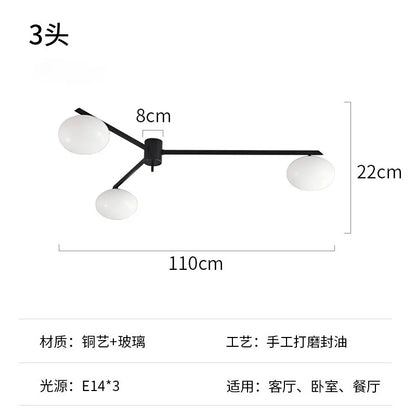 DecorBites™ Black/Gold Lustre Copper Ceiling LED Modern Light Fixture for Living Room/Kitchen/Balcony