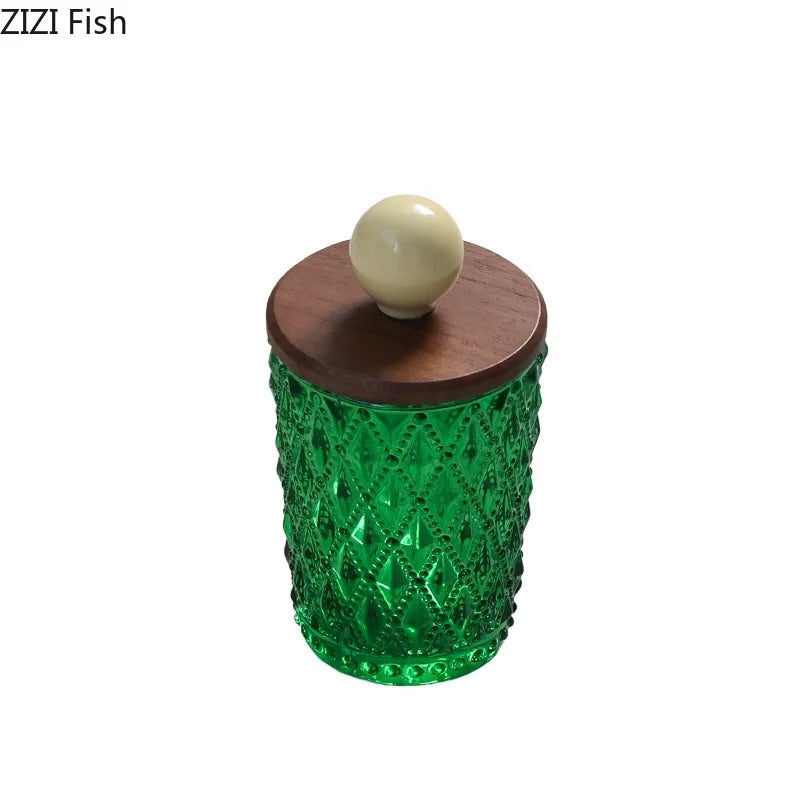 DecorBites™ Ceramic Ball Storage Jar with Walnut Lid for Jewelry and Accessories