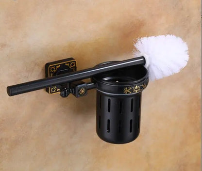 DecorBites™ Aluminum Carved Toilet Brush Holder Set