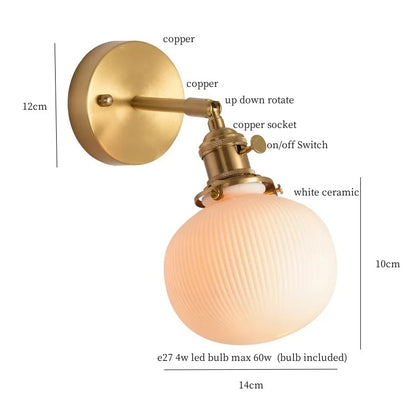 DecorBites™ Ceramic LED Wall Light Striped White Modern Nordic Pull Chain Mirror Lamp