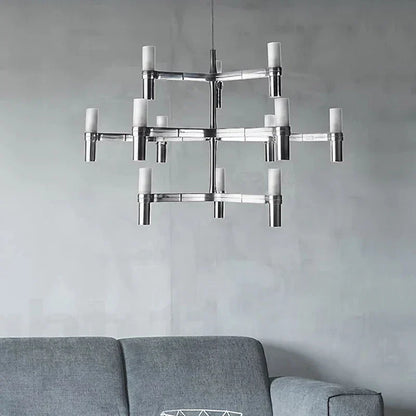 DecorBites™ Crown Major Chandelier G9 Luxury Foyer Chandelier, White Gold, Chrome Metal