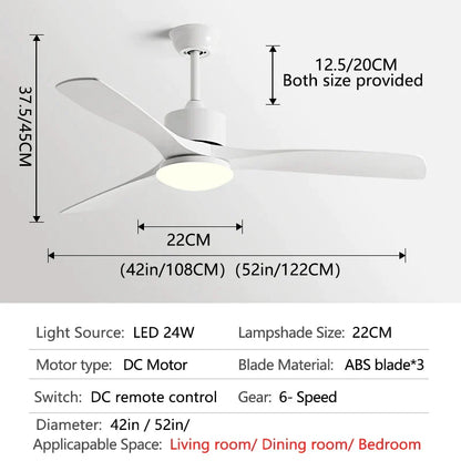 DecorBites™ 3-Blade DC Ceiling Fan with LED Light & Remote Control.