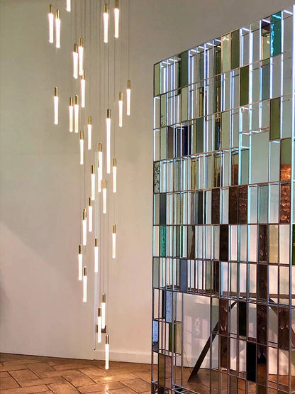 DecorBites™ LED Nordic Cylinder Chandelier: Modern Indoor Lighting for Staircase & Decoration