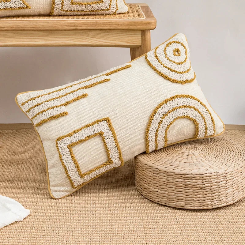 DecorBites™ Beige Boho Style Cushion Cover 45x45/30x50cm - Handmade Square Pillow Case