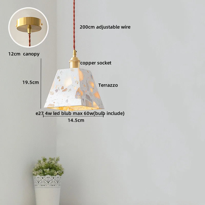 DecorBites™ Black Terrazzo LED Pendant Lamp for Dining Living Room Staircase