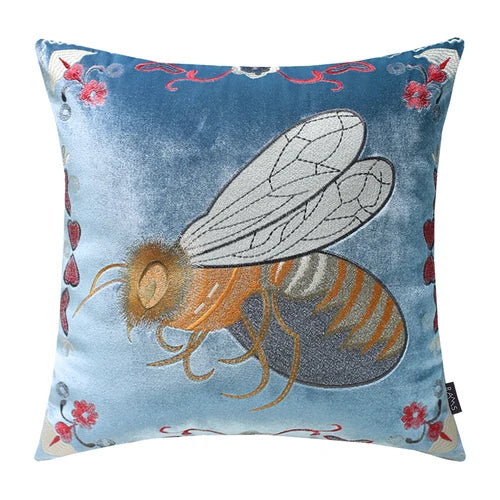 DecorBites™ Bee Embroidery Cushion Cover - Exquisite Animal Design for Sofa Decor