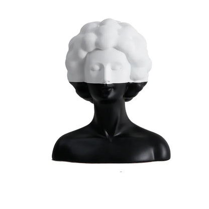 DecorBites™ Abstract Portrait Resin Figure Sculpture Black and White Home Decor