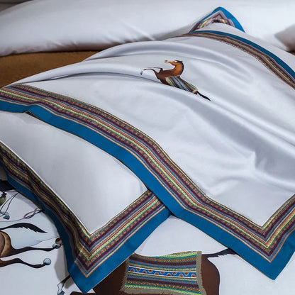 DecorBites™ Galloping Horse Luxury Bedding Set 1400TC Egyptian Cotton Duvet Cover Sheet Pillowcases