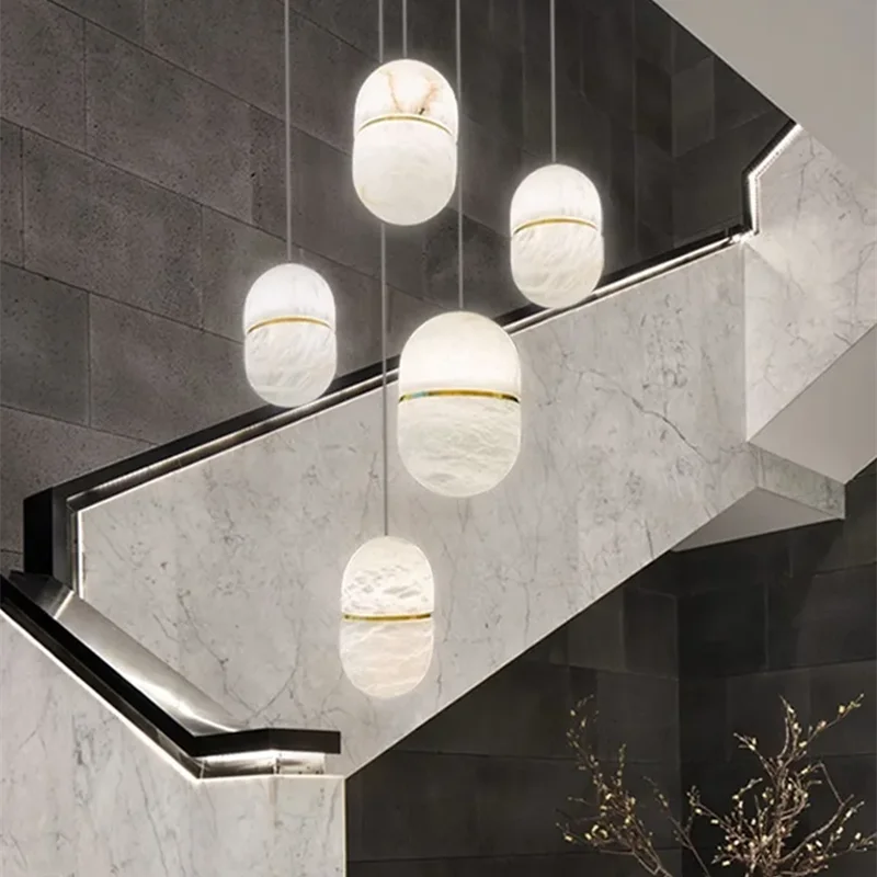 DecorBites™ Alabaster Pendant Lights LED Designer Hanging Lamps For Living Room