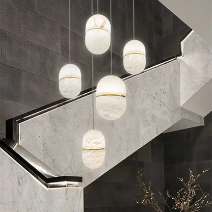 DecorBites™ Alabaster Pendant Lights LED Designer Hanging Lamps For Living Room