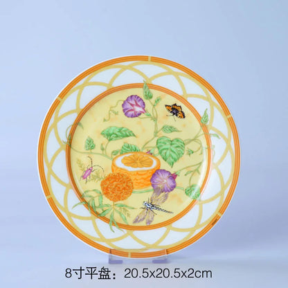 DecorBites™ Bone China Dinnerware Set: Plate, Tea Cup, Saucer, Tray, Coffeeware, Kitchen dining