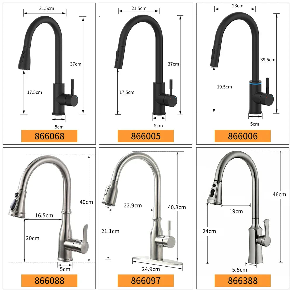 DecorBites™ Brushed Nickel Pull Out Kitchen Faucet with Stream Sprayer Head