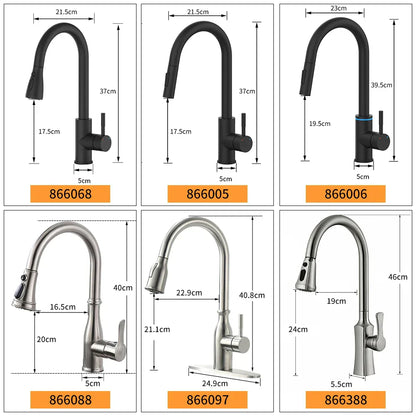 DecorBites™ Brushed Nickel Pull Out Kitchen Faucet with Stream Sprayer Head