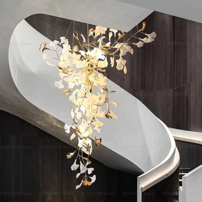 DecorBites™ Gingko Leaf Ceramic Chandelier: Modern Nordic Living Room & Hotel Lobby Lighting