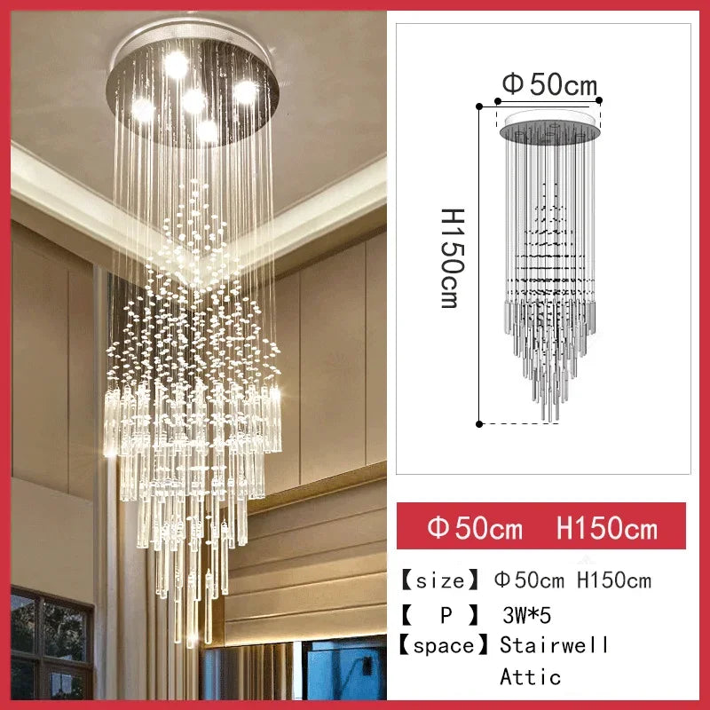 DecorBites™ Crystal Chandelier for Staircase & Living Room - Modern LED Lighting Solution