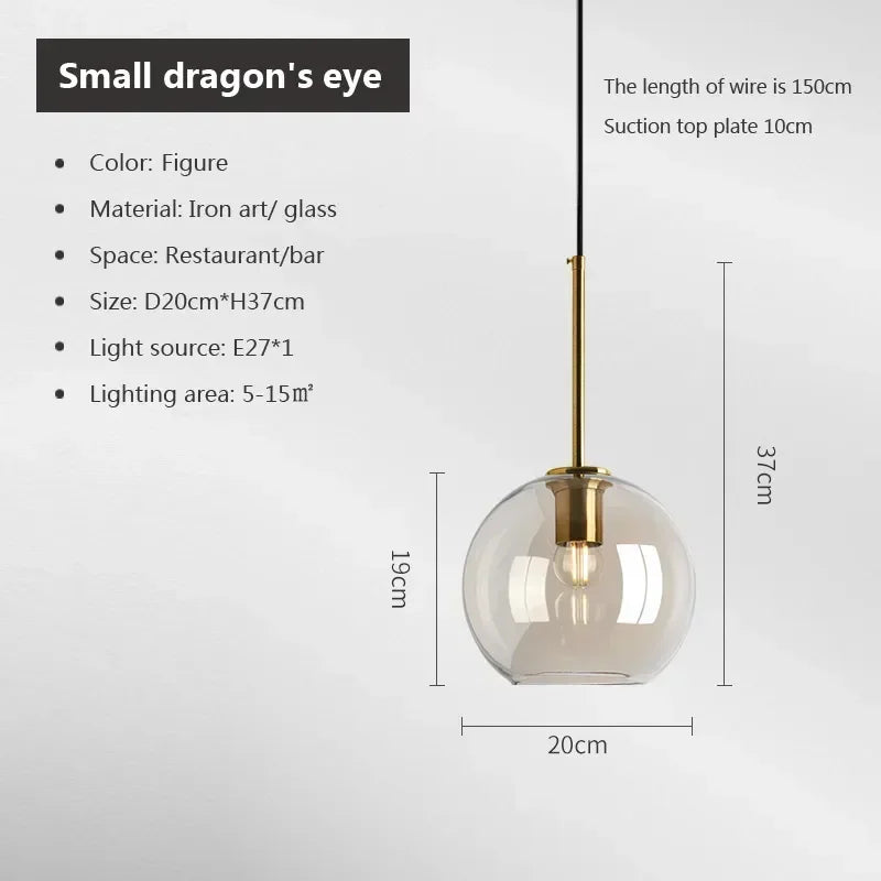 DecorBites™ Industrial Glass Pendant Light for Living Room Kitchen Chandeliers