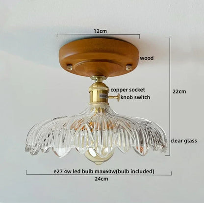 DecorBites™ LED Glass Wood Ceiling Light Modern Plafondlamp for Living Room