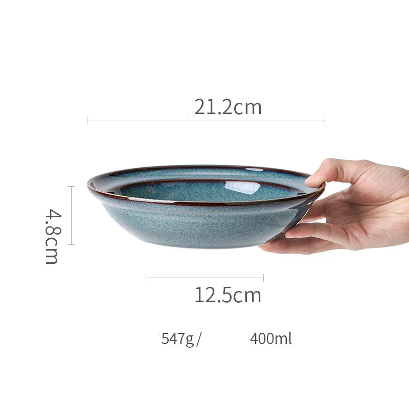 DecorBites™ Beautiful Blue Ceramic Bowl Kiln Dinnerware Dish